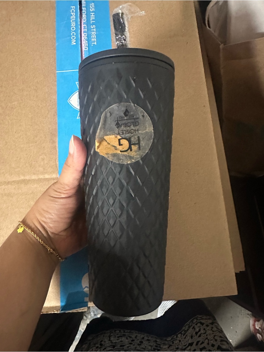 Black Textured Travel Tumbler
